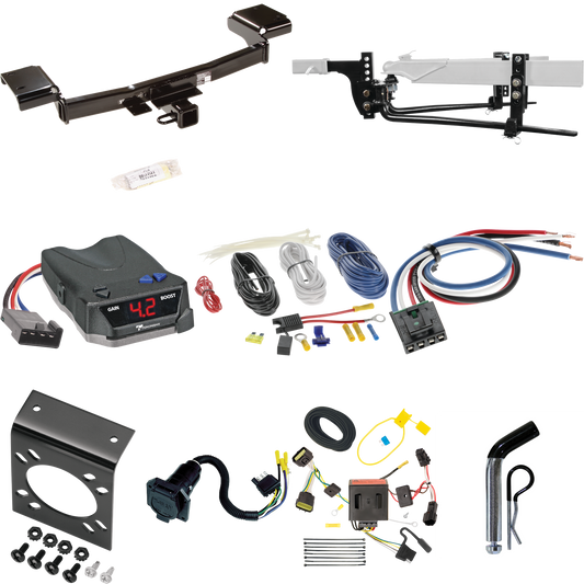 Fits 2011-2016 KIA Sportage Trailer Hitch Tow PKG w/ 6K Round Bar Weight Distribution Hitch w/ 2-5/16" Ball + Pin/Clip + Tekonsha BRAKE-EVN Brake Control + Generic BC Wiring Adapter + 7-Way RV Wiring By Draw-Tite