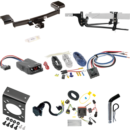 Fits 2011-2016 KIA Sportage Trailer Hitch Tow PKG w/ 6K Round Bar Weight Distribution Hitch w/ 2-5/16" Ball + Pin/Clip + Tekonsha Brakeman IV Brake Control + Generic BC Wiring Adapter + 7-Way RV Wiring By Reese Towpower