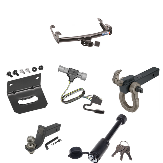 Fits 1987-1996 Ford F-150 Trailer Hitch Tow PKG w/ 4-Flat Wiring + Interlock Tactical Starter Kit w/ 3-1/4" Drop & 2" Ball + Tactical Hook & Shackle Mount + Tactical Dogbone Lock + Wiring Bracket By Reese Towpower