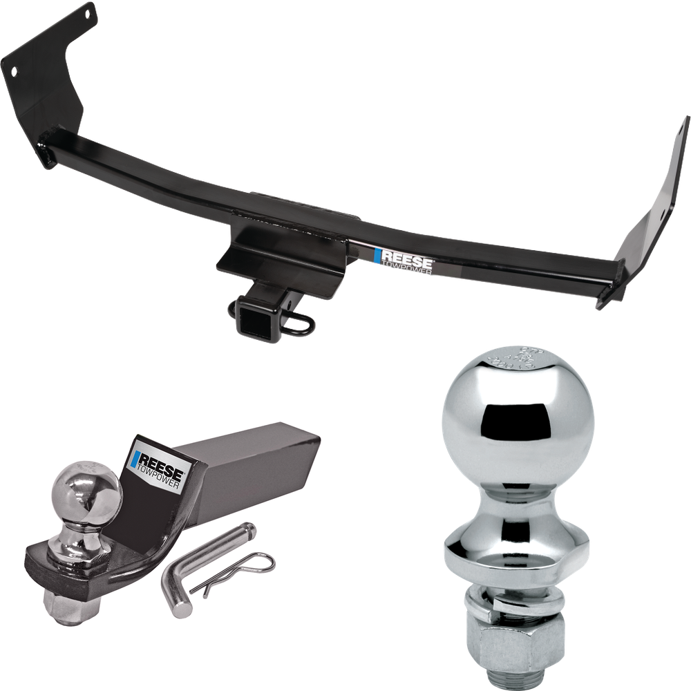 Fits 2019-2023 Toyota RAV4 Trailer Hitch Tow PKG w/ Starter Kit Ball Mount w/ 2" Drop & 2" Ball + 1-7/8" Ball By Reese Towpower