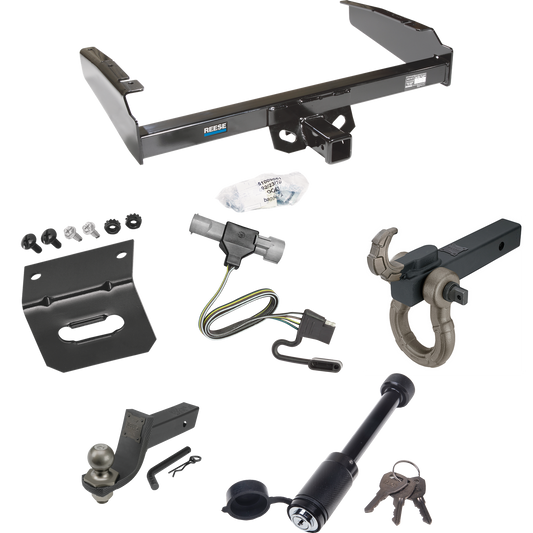 Fits 1997-1997 Ford F-250 HD Trailer Hitch Tow PKG w/ 4-Flat Wiring + Interlock Tactical Starter Kit w/ 3-1/4" Drop & 2" Ball + Tactical Hook & Shackle Mount + Tactical Dogbone Lock + Wiring Bracket By Reese Towpower