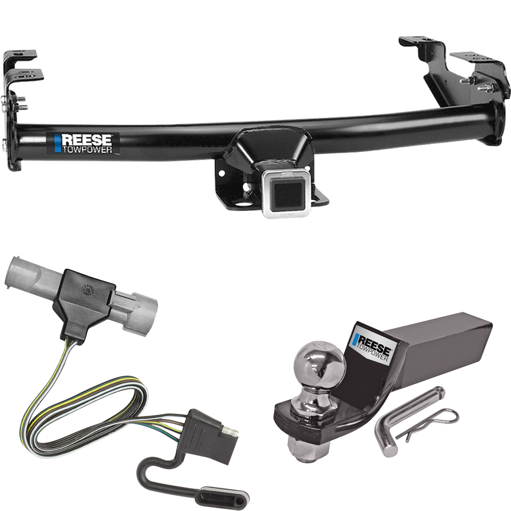 Fits 1987-1996 Ford F-350 Trailer Hitch Tow PKG w/ 4-Flat Wiring + Starter Kit Ball Mount w/ 2" Drop & 2" Ball By Reese Towpower