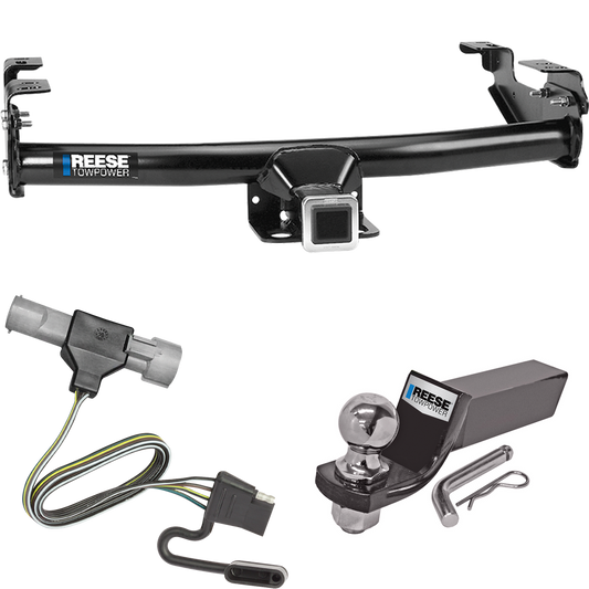 Fits 1987-1996 Ford F-350 Trailer Hitch Tow PKG w/ 4-Flat Wiring + Starter Kit Ball Mount w/ 2" Drop & 2" Ball By Reese Towpower