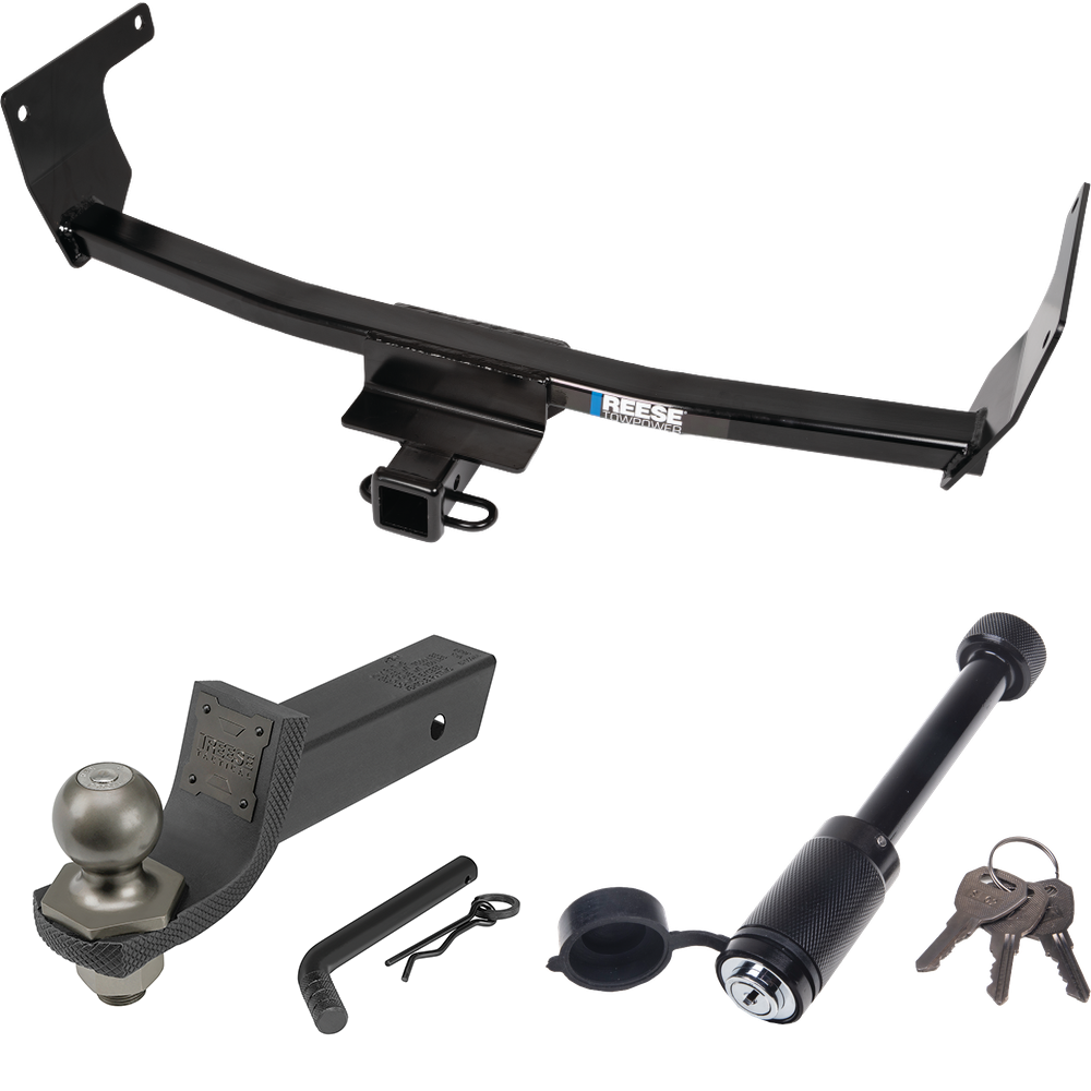 Fits 2021-2023 Lexus NX350 Trailer Hitch Tow PKG + Interlock Tactical Starter Kit w/ 2" Drop & 2" Ball + Tactical Dogbone Lock (Excludes: F Sport Models) By Reese Towpower