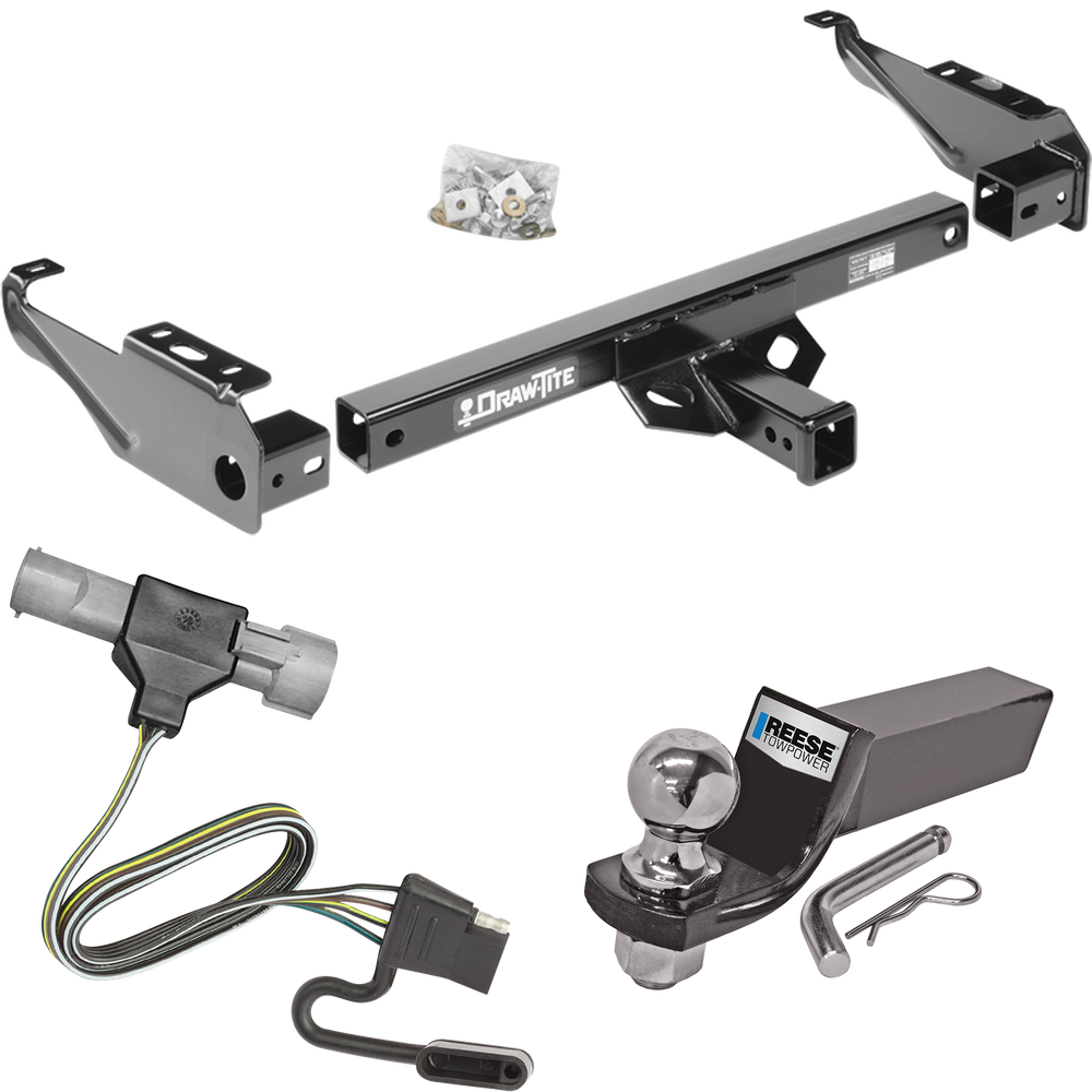 Fits 1987-1996 Ford F-350 Trailer Hitch Tow PKG w/ 4-Flat Wiring + Starter Kit Ball Mount w/ 2" Drop & 2" Ball By Draw-Tite