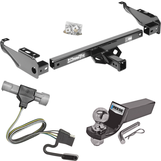 Fits 1987-1996 Ford F-150 Trailer Hitch Tow PKG w/ 4-Flat Wiring + Starter Kit Ball Mount w/ 2" Drop & 2" Ball By Draw-Tite