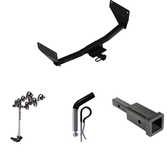 Fits 2022-2022 Lexus NX350h Trailer Hitch Tow PKG w/ Hitch Adapter 1-1/4" to 2" Receiver + 1/2" Pin & Clip + 4 Bike Carrier Rack By Draw-Tite