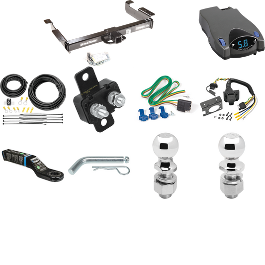 Fits 1996-1999 Chevrolet Express 1500 Trailer Hitch Tow PKG w/ Tekonsha Prodigy P2 Brake Control + 7-Way RV Wiring + 2" & 2-5/16" Ball & Drop Mount By Draw-Tite