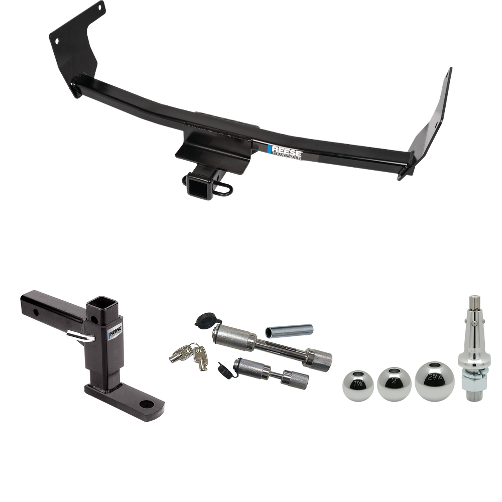 Fits 2021-2023 Lexus NX450h+ Trailer Hitch Tow PKG w/ Adjustable Drop Rise Ball Mount + Dual Hitch & Copler Locks + Inerchangeable 1-7/8" & 2" & 2-5/16" Balls (Excludes: F Sport Models) By Reese Towpower