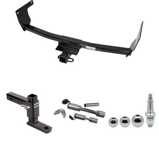 Fits 2021-2023 Lexus NX450h+ Trailer Hitch Tow PKG w/ Adjustable Drop Rise Ball Mount + Dual Hitch & Copler Locks + Inerchangeable 1-7/8" & 2" & 2-5/16" Balls (Excludes: F Sport Models) By Reese Towpower