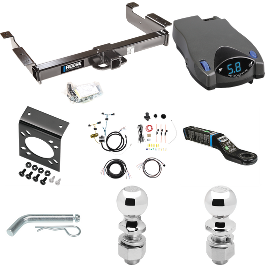 Fits 2003-2023 GMC Savana 2500 Trailer Hitch Tow PKG w/ Tekonsha Prodigy P2 Brake Control + 7-Way RV Wiring + 2" & 2-5/16" Ball & Drop Mount By Reese Towpower