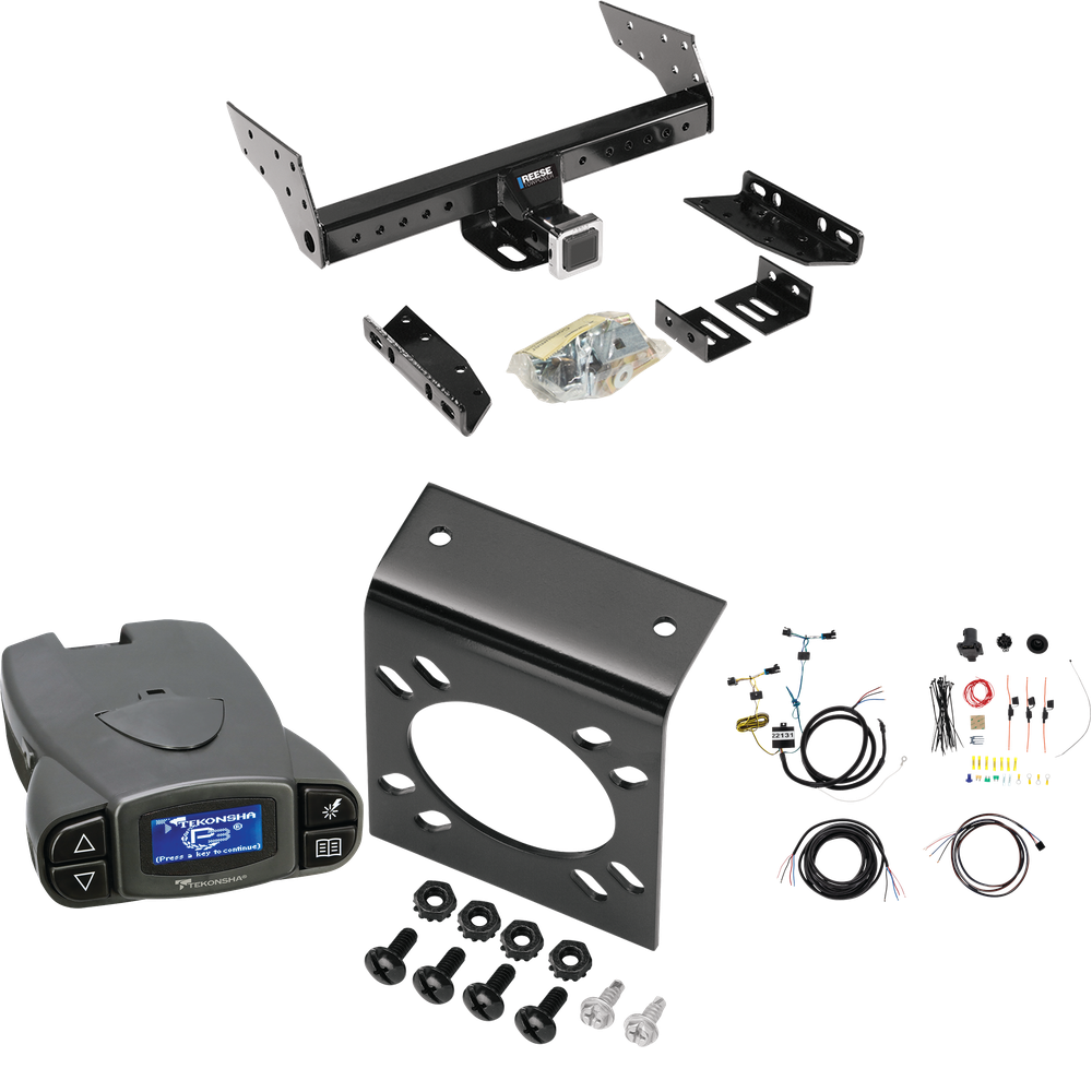 Fits 2003-2023 Chevrolet Express 2500 Trailer Hitch Tow PKG w/ Tekonsha Prodigy P3 Brake Control + 7-Way RV Wiring By Reese Towpower