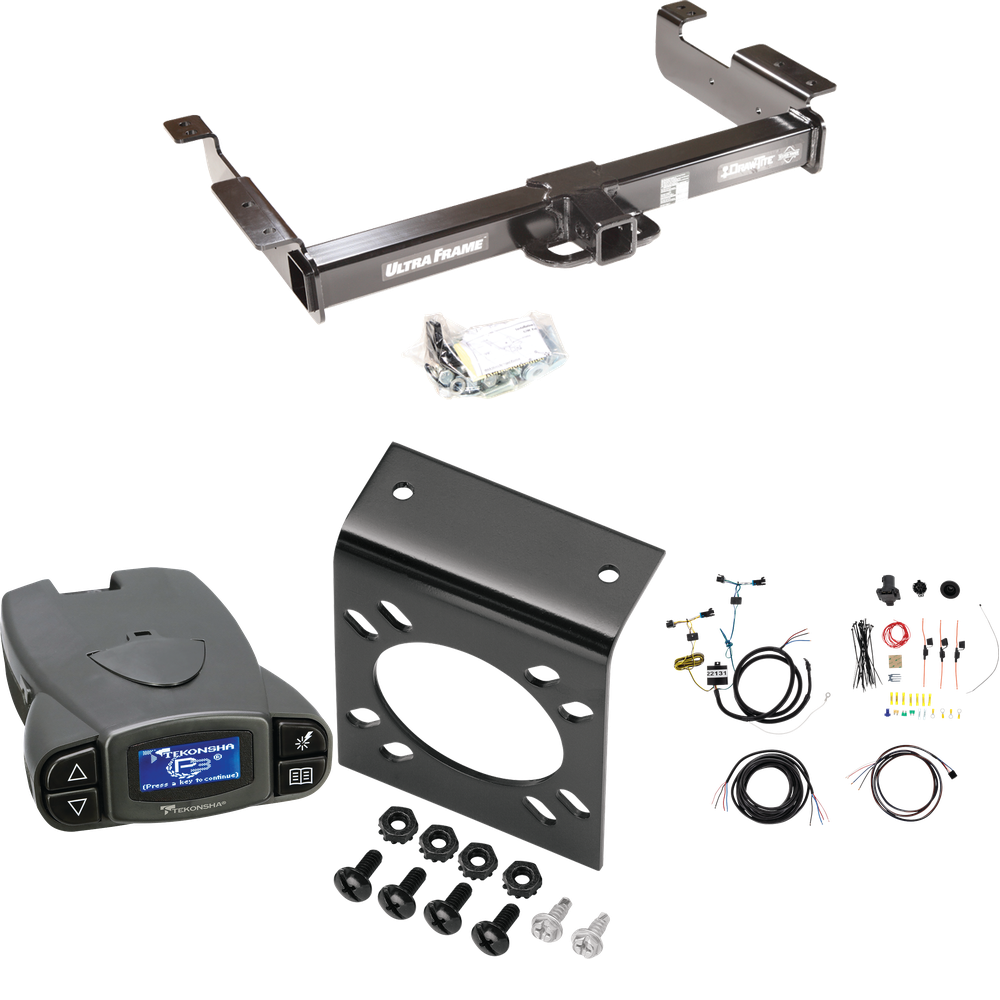 Fits 2003-2023 Chevrolet Express 3500 Trailer Hitch Tow PKG w/ Tekonsha Prodigy P3 Brake Control + 7-Way RV Wiring By Draw-Tite