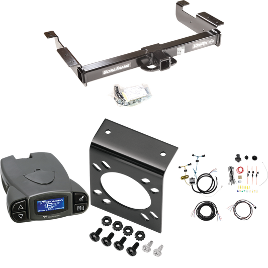 Fits 2003-2023 Chevrolet Express 3500 Trailer Hitch Tow PKG w/ Tekonsha Prodigy P3 Brake Control + 7-Way RV Wiring By Draw-Tite