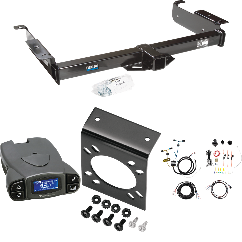 Fits 2003-2023 Chevrolet Express 2500 Trailer Hitch Tow PKG w/ Tekonsha Prodigy P3 Brake Control + 7-Way RV Wiring By Reese Towpower