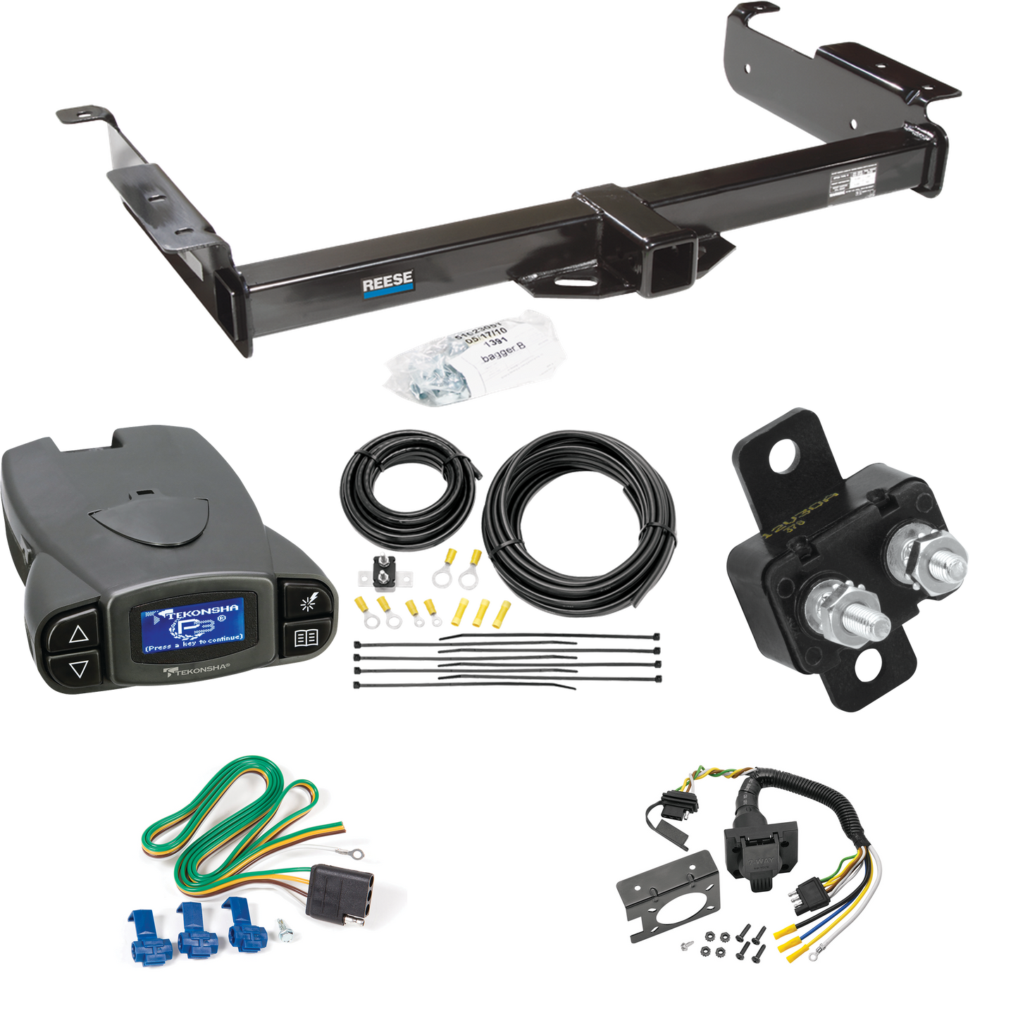 Fits 1996-1999 Chevrolet Express 1500 Trailer Hitch Tow PKG w/ Tekonsha Prodigy P3 Brake Control + 7-Way RV Wiring By Reese Towpower