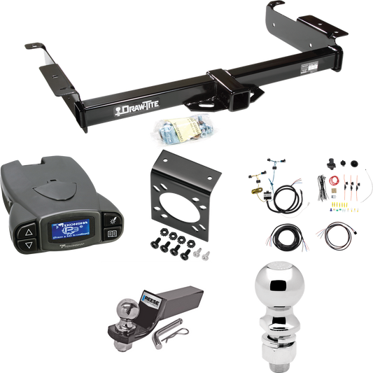 Fits 2003-2023 Chevrolet Express 3500 Trailer Hitch Tow PKG w/ Tekonsha Prodigy P3 Brake Control + 7-Way RV Wiring + 2" & 2-5/16" Ball & Drop Mount By Draw-Tite