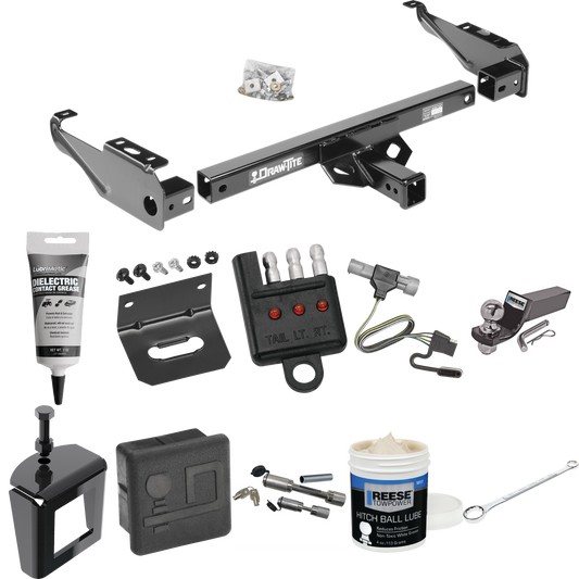 Fits 1997-1997 Ford F-250 HD Trailer Hitch Tow PKG w/ 4-Flat Wiring + Starter Kit Ball Mount w/ 2" Drop & 2" Ball + Wiring Bracket + Hitch Cover + Dual Hitch & Coupler Locks + Wiring Tester + Ball Lube + Electric Grease + Ball Wrench + Anti Rattle De