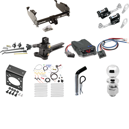 Fits 2001-2007 GMC Sierra 3500 Trailer Hitch Tow PKG w/ 17K Trunnion Bar Weight Distribution Hitch + Pin/Clip + Dual Cam Sway Control + 2-5/16" Ball + Tekonsha BRAKE-EVN Brake Control + Generic BC Wiring Adapter + 7-Way RV Wiring (For (Classic), Cab