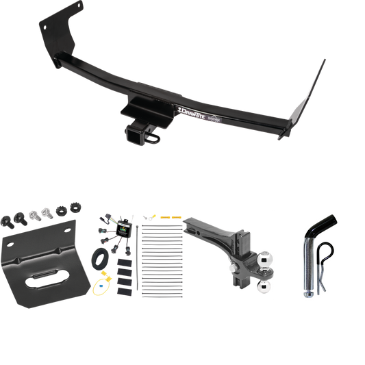 Fits 2021-2023 Lexus NX350 Trailer Hitch Tow PKG w/ 4-Flat Zero Contact "No Splice" Wiring Harness + Dual Adjustable Drop Rise Ball Ball Mount 2" & 2-5/16" Trailer Balls + Pin/Clip + Wiring Bracket (Excludes: F Sport Models) By Draw-Tite