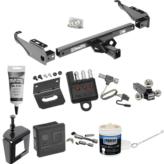 Fits 1987-1996 Ford F-250 Trailer Hitch Tow PKG w/ 4-Flat Wiring + Triple Ball Ball Mount 1-7/8" & 2" & 2-5/16" Trailer Balls + Wiring Bracket + Hitch Cover + Dual Hitch & Coupler Locks + Wiring Tester + Ball Lube + Electric Grease + Ball Wrench + An