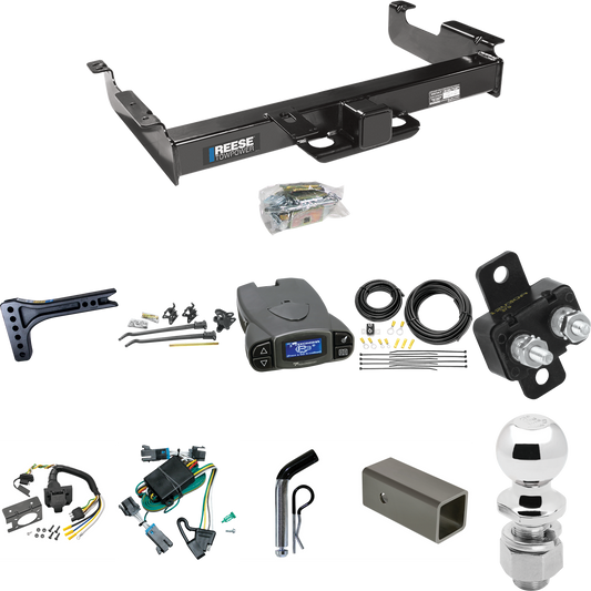 Fits 2000-2002 GMC Savana 2500 Trailer Hitch Tow PKG w/ 15K Trunnion Bar Weight Distribution Hitch + Pin/Clip + 2-5/16" Ball + Tekonsha Prodigy P3 Brake Control + 7-Way RV Wiring By Reese Towpower