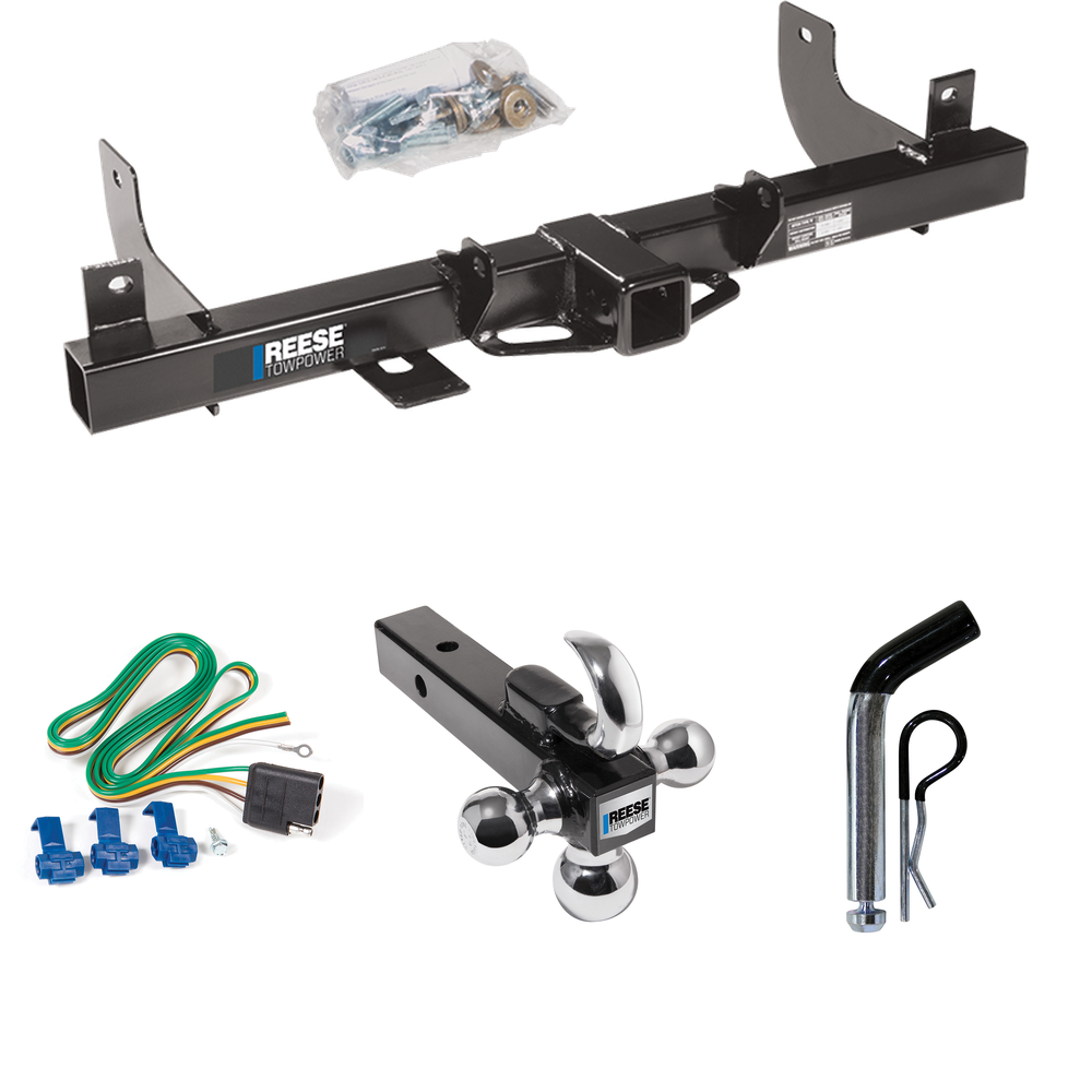 Fits 2006-2008 Ford F-150 Trailer Hitch Tow PKG w/ 4-Flat Wiring + Triple Ball Ball Mount 1-7/8" & 2" & 2-5/16" Trailer Balls w/ Tow Hook + Pin/Clip By Reese Towpower