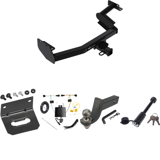 Fits 2023-2024 KIA Telluride Trailer Hitch Tow PKG w/ 4-Flat Wiring + Interlock Tactical Starter Kit w/ 3-1/4" Drop & 2" Ball + Tactical Dogbone Lock + Wiring Bracket By Reese Towpower