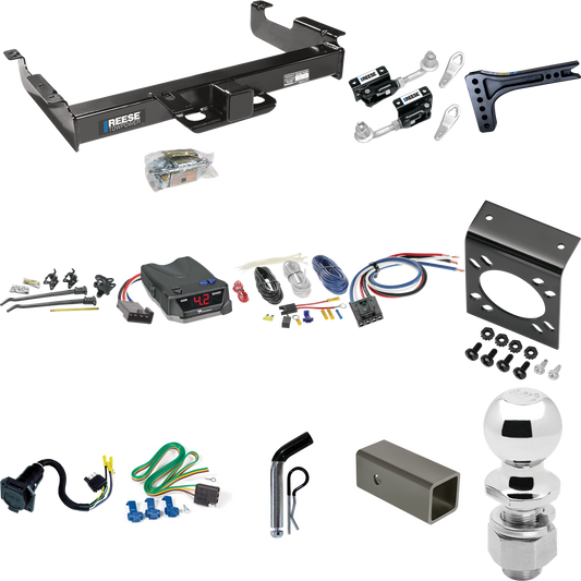 Fits 1996-1999 GMC Savana 3500 Trailer Hitch Tow PKG w/ 15K Trunnion Bar Weight Distribution Hitch + Pin/Clip + Dual Cam Sway Control + 2-5/16" Ball + Tekonsha BRAKE-EVN Brake Control + Generic BC Wiring Adapter + 7-Way RV Wiring By Reese Towpower