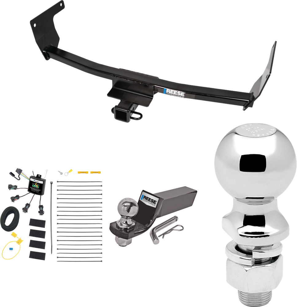 Fits 2021-2023 Lexus NX350 Trailer Hitch Tow PKG w/ 4-Flat Zero Contact "No Splice" Wiring + Starter Kit Ball Mount w/ 2" Drop & 2" Ball + 2-5/16" Ball (Excludes: F Sport Models) By Reese Towpower