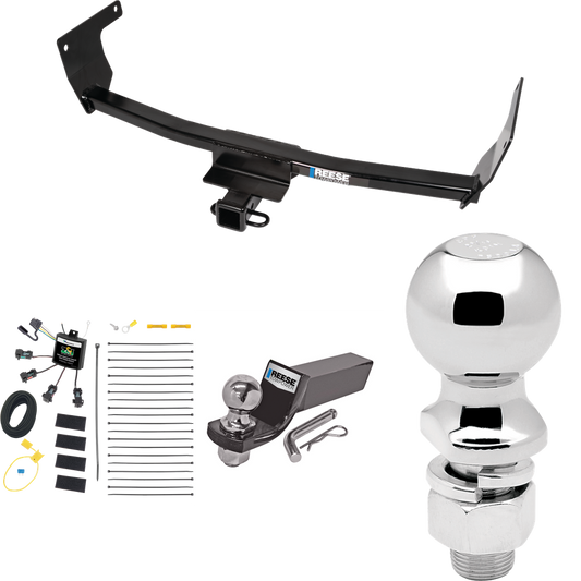 Fits 2021-2023 Lexus NX350 Trailer Hitch Tow PKG w/ 4-Flat Zero Contact "No Splice" Wiring + Starter Kit Ball Mount w/ 2" Drop & 2" Ball + 2-5/16" Ball (Excludes: F Sport Models) By Reese Towpower