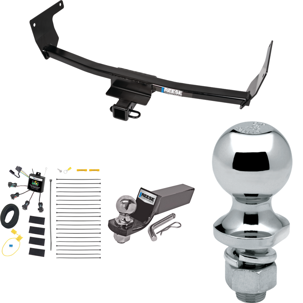 Fits 2021-2023 Lexus NX350 Trailer Hitch Tow PKG w/ 4-Flat Zero Contact "No Splice" Wiring + Starter Kit Ball Mount w/ 2" Drop & 2" Ball + 1-7/8" Ball (Excludes: F Sport Models) By Reese Towpower