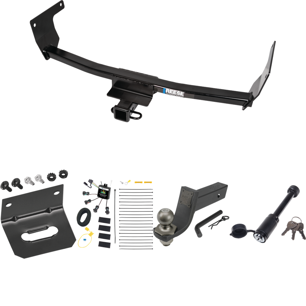 Fits 2021-2023 Lexus NX350 Trailer Hitch Tow PKG w/ 4-Flat Zero Contact "No Splice" Wiring + Interlock Tactical Starter Kit w/ 3-1/4" Drop & 2" Ball + Tactical Dogbone Lock + Wiring Bracket (Excludes: F Sport Models) By Reese Towpower