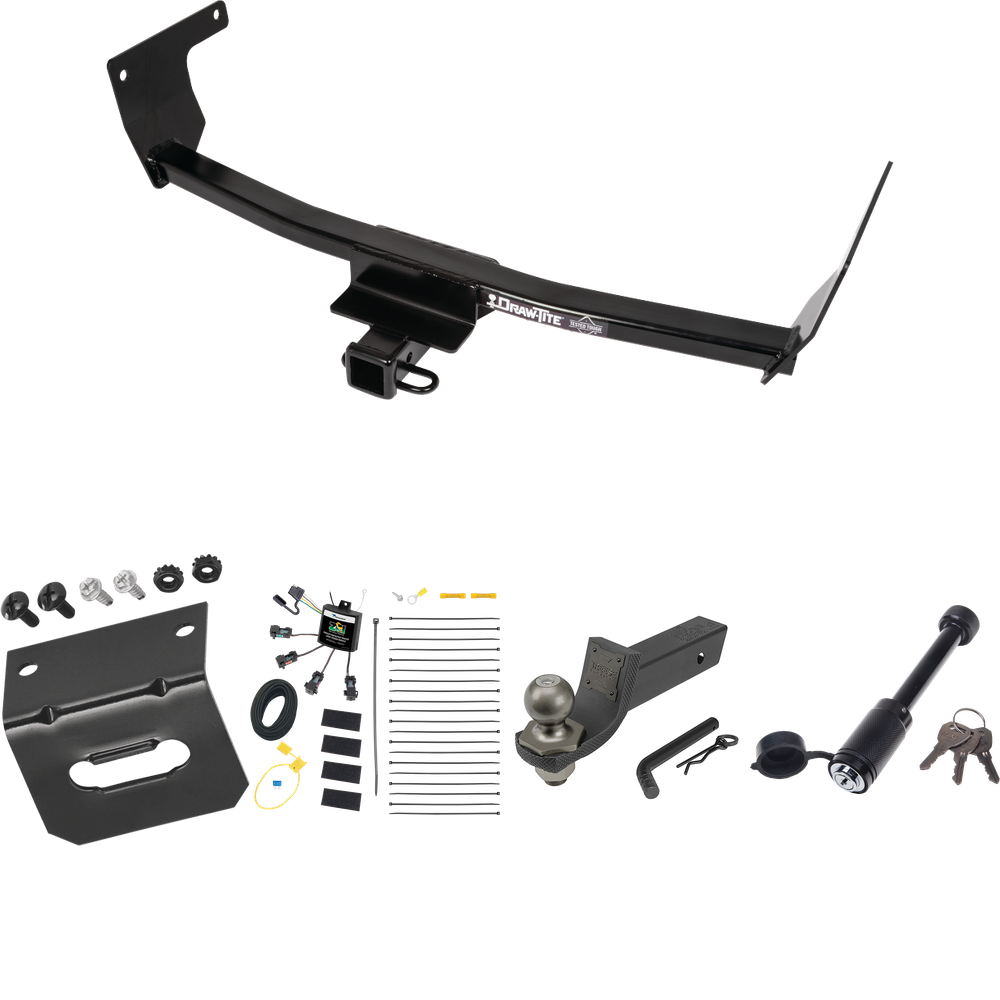 Fits 2021-2023 Lexus NX350 Trailer Hitch Tow PKG w/ 4-Flat Zero Contact "No Splice" Wiring + Interlock Tactical Starter Kit w/ 2" Drop & 2" Ball + Tactical Dogbone Lock + Wiring Bracket (Excludes: F Sport Models) By Draw-Tite