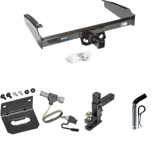 Fits 1997-1997 Ford F-250 HD Trailer Hitch Tow PKG w/ 4-Flat Wiring Harness + Adjustable Drop Rise Clevis Hitch Ball Mount w/ 2" Ball + Pin/Clip + Wiring Bracket By Reese Towpower