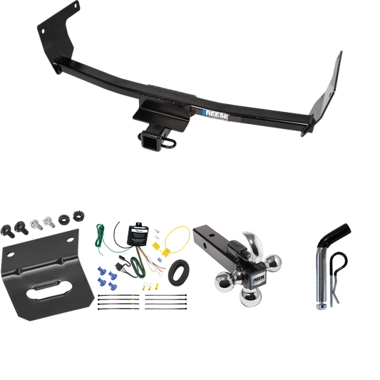 Fits 2021-2023 Lexus NX250 Trailer Hitch Tow PKG w/ 4-Flat Wiring Harness + Triple Ball Ball Mount 1-7/8" & 2" & 2-5/16" Trailer Balls w/ Tow Hook + Pin/Clip + Wiring Bracket By Reese Towpower