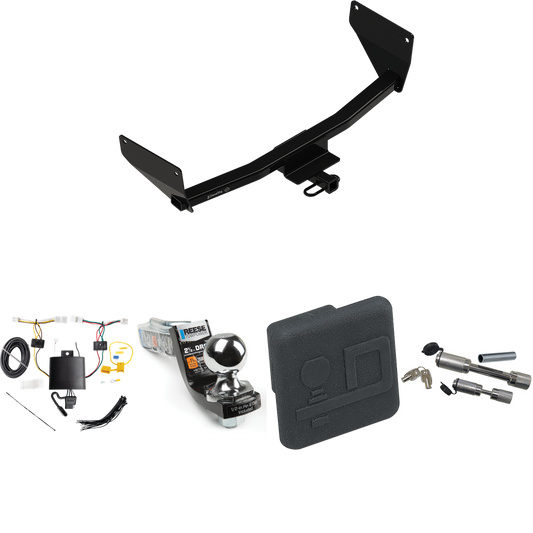 Fits 2022-2022 Lexus NX450h+ Trailer Hitch Tow PKG w/ 4-Flat Wiring Harness + Interlock Starter Kit w/ 2" Ball 2-1/2" Drop 2" Rise + Hitch Cover + Dual Hitch & Coupler Locks (Excludes: F Sport Models) By Draw-Tite