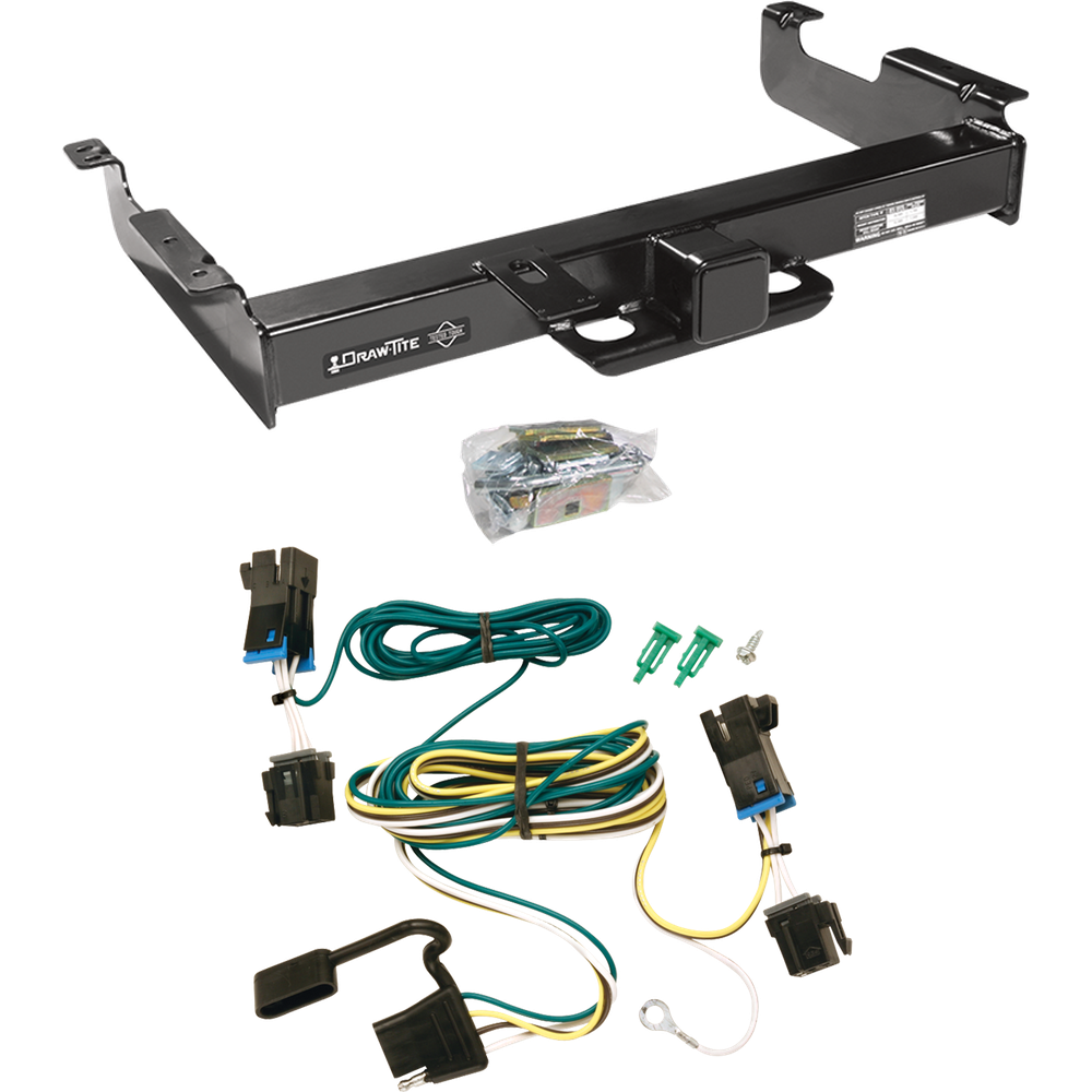 Fits 2003-2023 Chevrolet Express 2500 Trailer Hitch Tow PKG w/ 4-Flat Wiring Harness By Draw-Tite