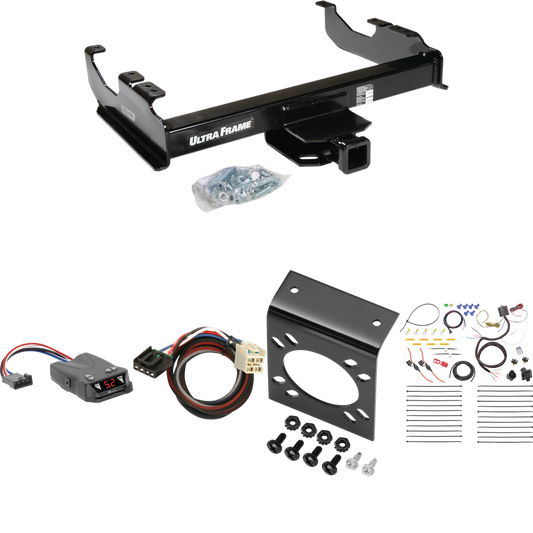 Fits 2015-2023 Chevrolet Silverado 3500 HD Trailer Hitch Tow PKG w/ Tekonsha Brakeman IV Brake Control + Plug & Play BC Adapter + 7-Way RV Wiring (For Cab & Chassis, w/34" Wide Frames Models) By Draw-Tite