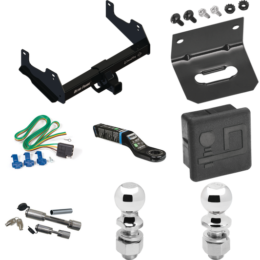 Fits 2015-2023 Ford F-150 Trailer Hitch Tow PKG w/ 4-Flat Wiring Harness + Ball Mount w/ 2" Drop + Dual Hitch & Coupler Locks + 2" Ball + 2-5/16" Ball + Hitch Cover + Wiring Bracket By Draw-Tite