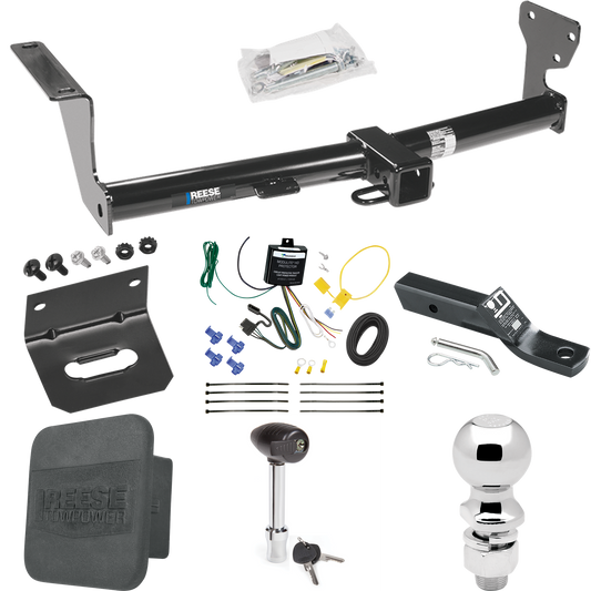 Fits 2008-2014 Land Rover LR2 Trailer Hitch Tow PKG w/ 4-Flat Wiring + Ball Mount w/ 2" Drop + 2-5/16" Ball + Wiring Bracket + Hitch Lock + Hitch Cover By Reese Towpower