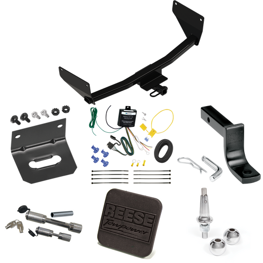 Fits 2022-2022 Lexus NX250 Trailer Hitch Tow PKG w/ 4-Flat Wiring Harness + Draw-Bar + Interchangeable 1-7/8" & 2" Balls + Wiring Bracket + Hitch Cover + Dual Hitch & Coupler Locks By Reese Towpower