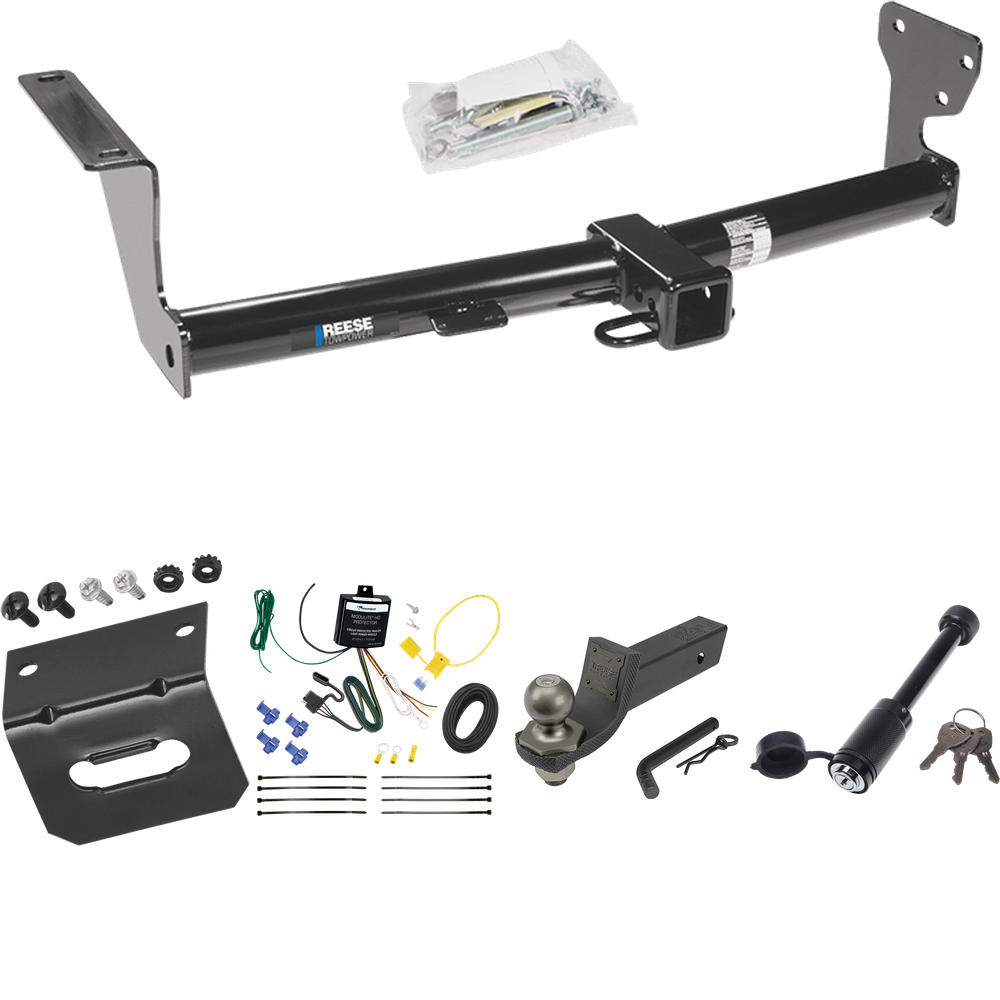 Fits 2008-2014 Land Rover LR2 Trailer Hitch Tow PKG w/ 4-Flat Wiring + Interlock Tactical Starter Kit w/ 2" Drop & 2" Ball + Tactical Dogbone Lock + Wiring Bracket By Reese Towpower