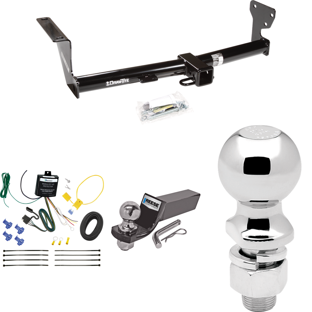 Fits 2008-2014 Land Rover LR2 Trailer Hitch Tow PKG w/ 4-Flat Wiring + Starter Kit Ball Mount w/ 2" Drop & 2" Ball + 2-5/16" Ball By Draw-Tite