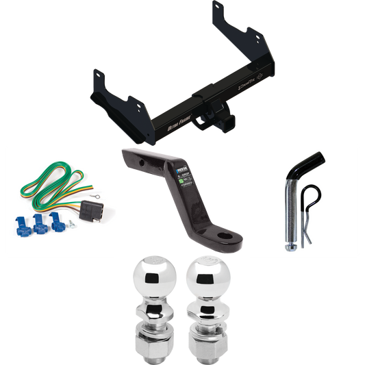 Fits 2015-2023 Ford F-150 Trailer Hitch Tow PKG w/ 4-Flat Wiring Harness + Ball Mount w/ 6" Drop + Pin/Clip + 2" Ball + 2-5/16" Ball By Draw-Tite