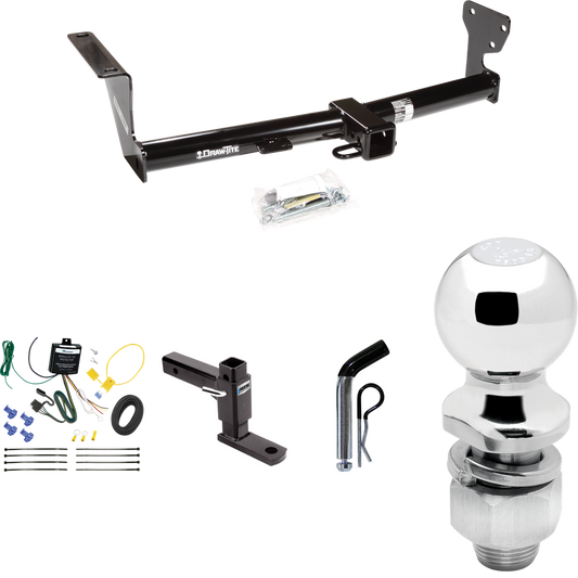 Fits 2008-2014 Land Rover LR2 Trailer Hitch Tow PKG w/ 4-Flat Wiring Harness + Adjustable Drop Rise Ball Mount + Pin/Clip + 2" Ball By Draw-Tite