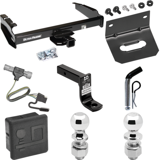 Fits 1997-1997 Ford F-350 Trailer Hitch Tow PKG w/ 4-Flat Wiring Harness + Ball Mount w/ 6" Drop + Pin/Clip + 2" Ball + 2-5/16" Ball + Hitch Cover + Wiring Bracket (For Heavy Duty Models) By Draw-Tite