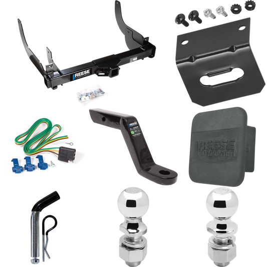 Fits 2006-2008 Ford F-150 Trailer Hitch Tow PKG w/ 4-Flat Wiring Harness + Ball Mount w/ 6" Drop + Pin/Clip + 2" Ball + 2-5/16" Ball + Hitch Cover + Wiring Bracket By Reese Towpower