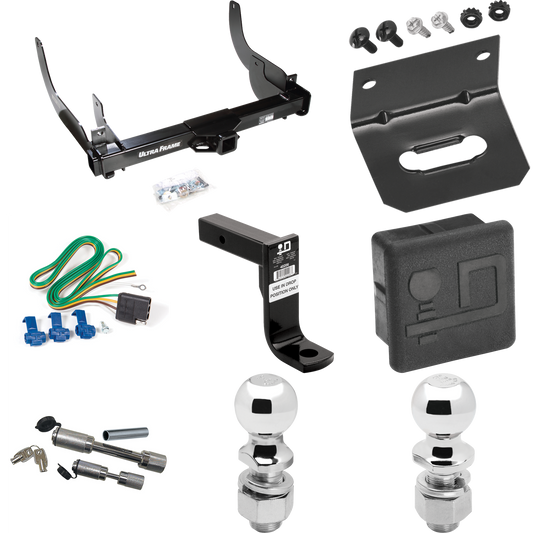 Fits 2006-2008 Ford F-150 Trailer Hitch Tow PKG w/ 4-Flat Wiring Harness + Ball Mount w/ 8" Drop + Dual Hitch & Coupler Locks + 2" Ball + 2-5/16" Ball + Hitch Cover + Wiring Bracket By Draw-Tite