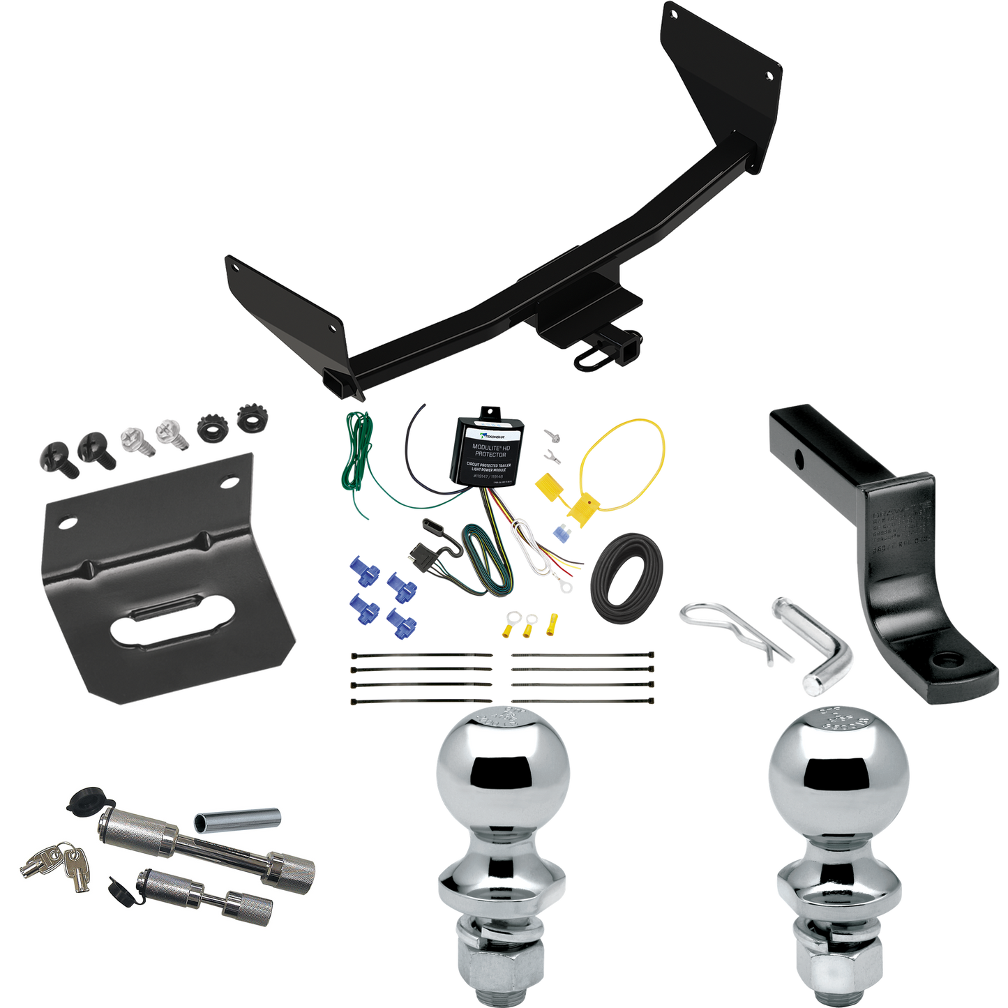 Fits 2022-2022 Lexus NX250 Trailer Hitch Tow PKG w/ 4-Flat Wiring Harness + Draw-Bar + 1-7/8" + 2" Ball + Wiring Bracket + Dual Hitch & Coupler Locks By Reese Towpower